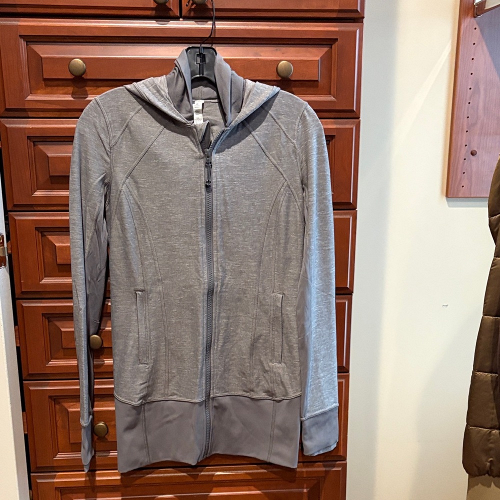 Lululemon long tunic style Heather Gray Zip Hoodie